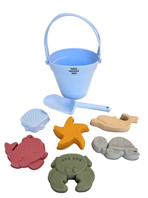 Silicone 8pc Beach Bucket Set